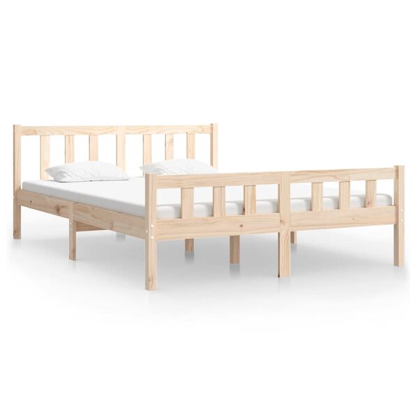 vidaXL Estructura de cama doble peque&ntilde;a sin colch&oacute;n madera maciza