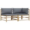 vidaXL Set de muebles de jard&iacute;n 2 piezas bamb&uacute; y cojines gris oscuro