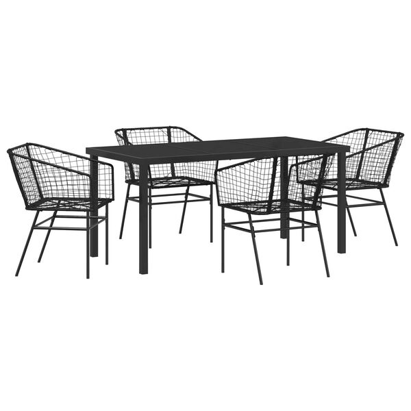 vidaXL Conjunto de Comedor de Jard&iacute;n 5 pcs Negro rat&aacute;n sint&eacute;tico