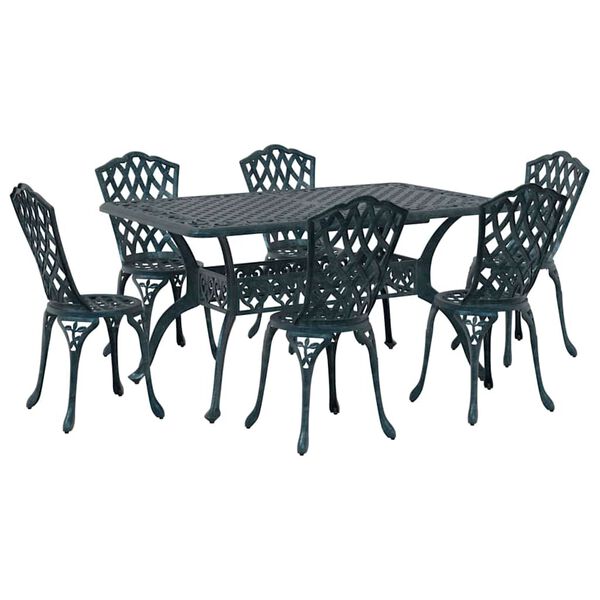 vidaXL Conjunto de Comedor de Jard&iacute;n 7 pcs Verde Aluminio