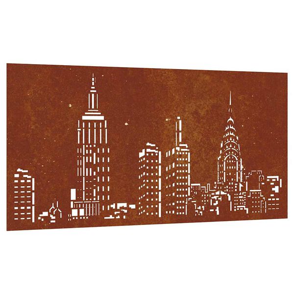 vidaXL Adorno de pared de jard&iacute;n acero corten dise&ntilde;o skyline 105x55 cm