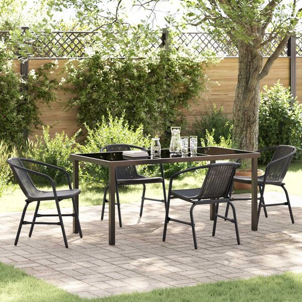 vidaXL Conjunto de Comedor de Jardín 5 pcs Negro Poliratán