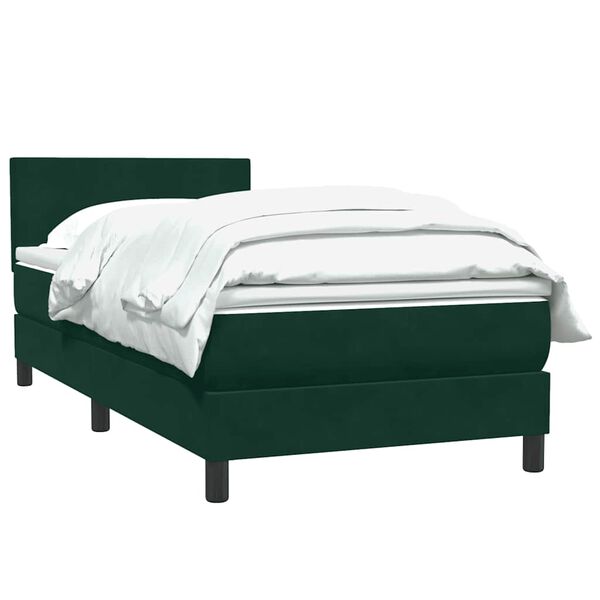 vidaXL Cama box spring con colch&oacute;n terciopelo verde oscuro 80x210 cm