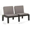 vidaXL Set de muebles de jard&iacute;n 3 piezas con cojines pl&aacute;stico gris