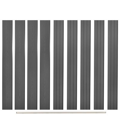 vidaXL Tableros de valla de repuesto 9 uds WPC gris 170 cm