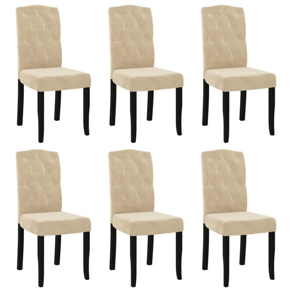 vidaXL Sillas de comedor 6 unidades de terciopelo crema