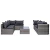 vidaXL Set de muebles de jard&iacute;n 9 pzas rat&aacute;n sint&eacute;tico y cojines gris