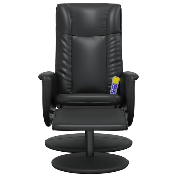 vidaXL Sill&oacute;n reclinable masaje con reposapi&eacute;s cuero sint&eacute;tico negro