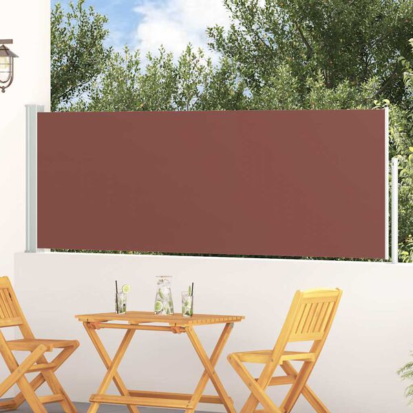 vidaXL Toldo lateral retr&aacute;ctil de jard&iacute;n marr&oacute;n 100x300 cm