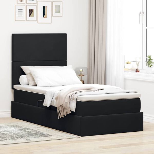 vidaXL Cama con almacenamiento y LED Negro 90 x 190 cm Terciopelo
