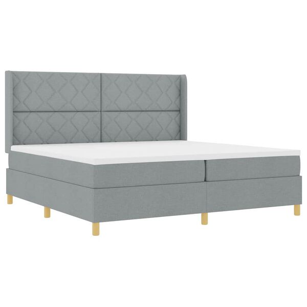 vidaXL Cama tipo Box Spring con colch&oacute;n Gris Claro 200 x 200 cm tela