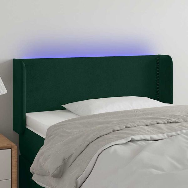 vidaXL Cabecero con LED de terciopelo verde oscuro 93x16x78/88 cm