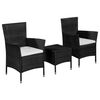 vidaXL Set mesa y sillas bistr&oacute; de jard&iacute;n 3 pzas rat&aacute;n sint&eacute;tico negro