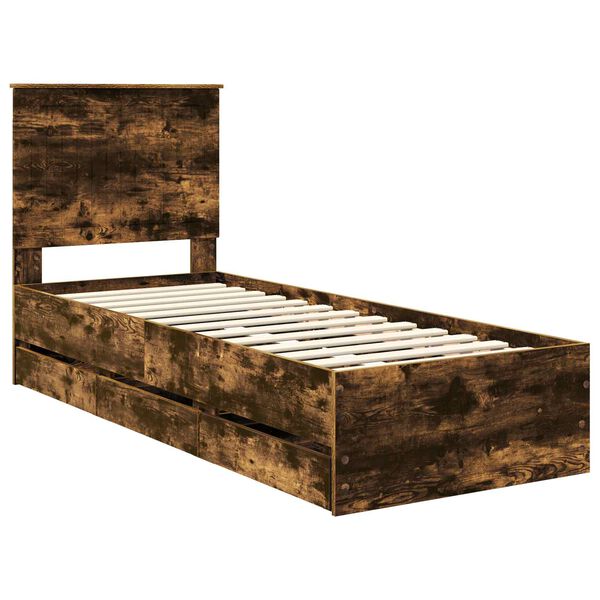 vidaXL Estructura de cama Roble ahumado 75 x 190 cm Madera Ingenieril