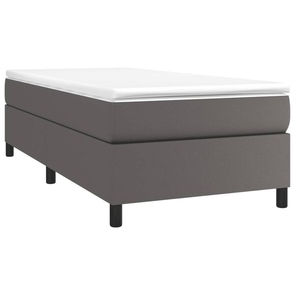 vidaXL Estructura de cama con somier cuero sint&eacute;tico gris 80x200 cm