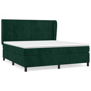 vidaXL Cama box spring con colch&oacute;n terciopelo verde oscuro 180x200 cm