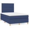 vidaXL Cama box spring con colch&oacute;n y luces LED tela azul 120x190 cm