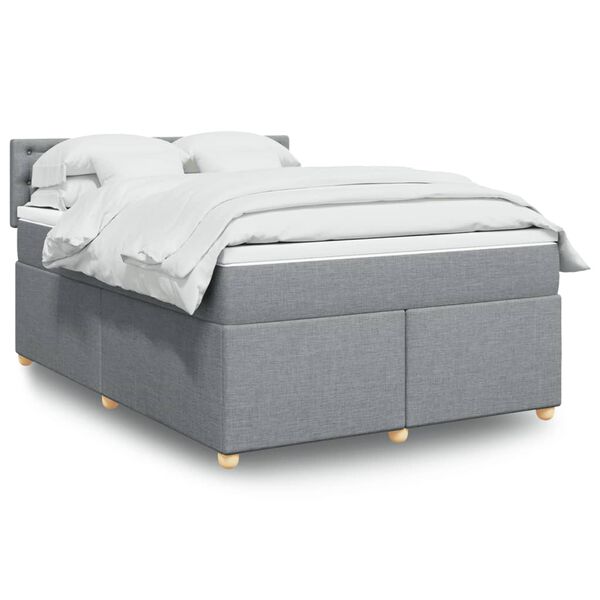 vidaXL Cama box spring con colch&oacute;n tela gris claro 140x200 cm