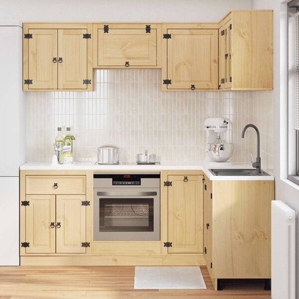 vidaXL Armario con estante SKI 8 pcs Marr&oacute;n Miel Madera de pino macizo