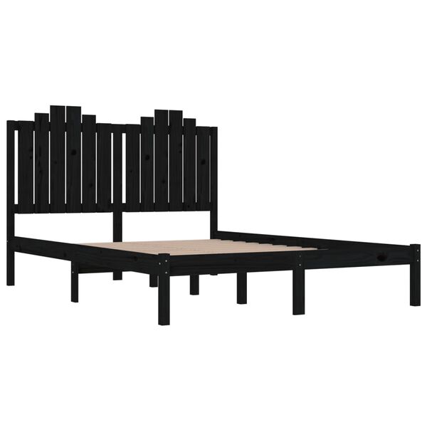 vidaXL Estructura de cama de madera maciza de pino negra 140x190 cm