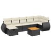 vidaXL Set de sof&aacute;s de jard&iacute;n 8 piezas y cojines rat&aacute;n sint&eacute;tico negro