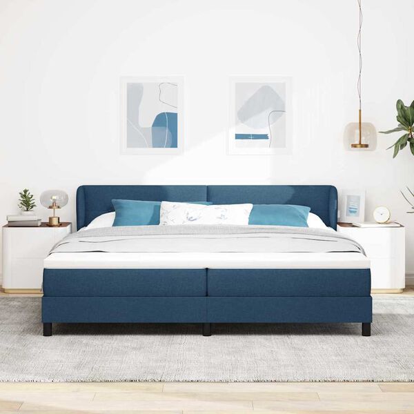 vidaXL Cama tipo Box Spring con colch&oacute;n Azul 200 x 200 cm tela