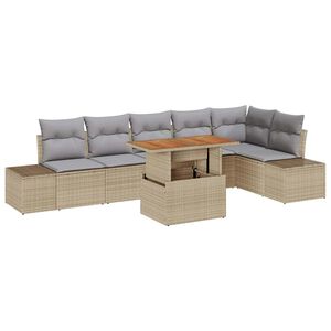 vidaXL Conjunto de sof&aacute;s de jard&iacute;n 7 uds. Beige y gris
