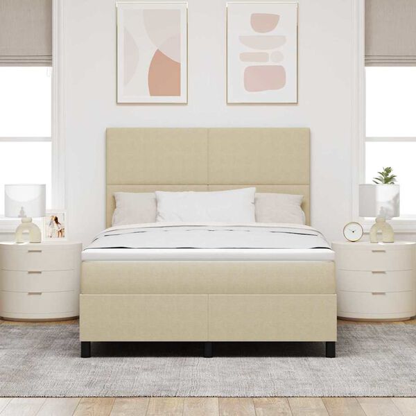 vidaXL Cama Box Spring LED Gris claro y . 140 x 200 cm Tela de Pana