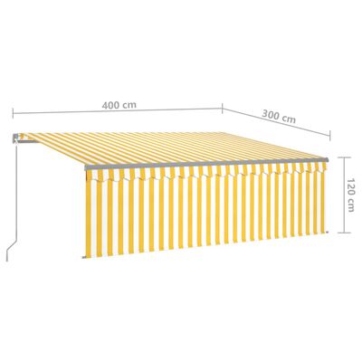 vidaXL Toldo retráctil manual con persiana amarillo y blanco 4x3 m