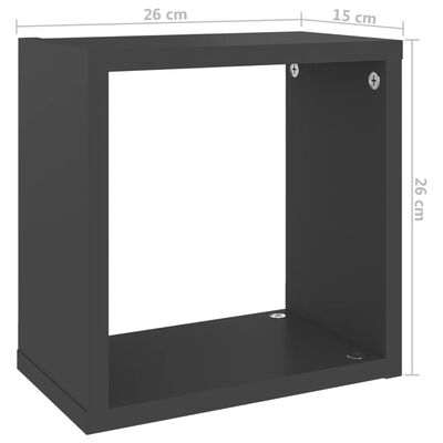 vidaXL Estantes cubo de pared 2 unidades gris 26x15x26 cm