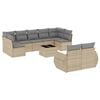 vidaXL Juego de sof&aacute;s jard&iacute;n con cojines beige 10 pzas rat&aacute;n sint&eacute;tico
