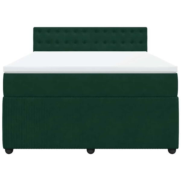 vidaXL Cama box spring con colch&oacute;n terciopelo verde oscuro 140x200 cm