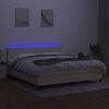 vidaXL Cama box spring colch&oacute;n y luces LED tela crema 180x200 cm