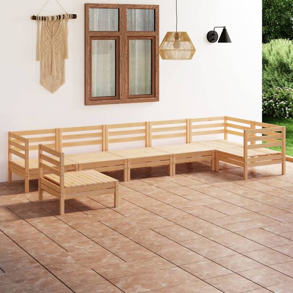 vidaXL Juego de muebles de jard&iacute;n 7 piezas madera maciza pino