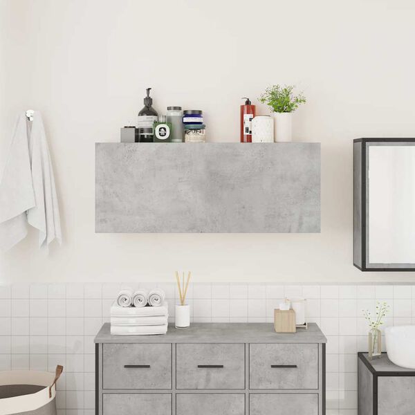 vidaXL Mueble pared ba&ntilde;o madera ingenier&iacute;a gris hormig&oacute;n 100x25x40 cm