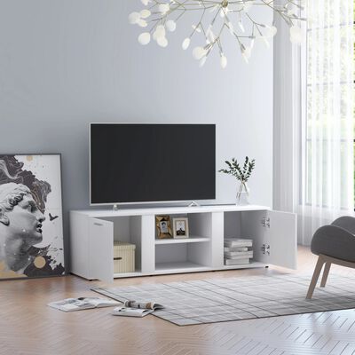 vidaXL Mueble de TV madera contrachapada blanco 120x34x37 cm