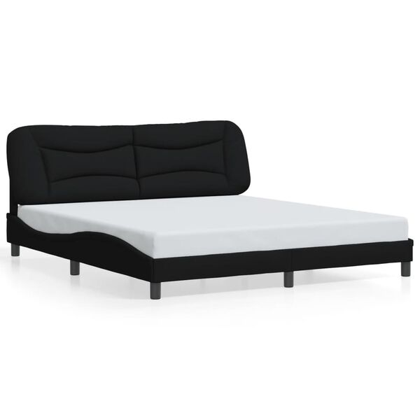 vidaXL Estructura de cama sin colchón Hvar tela negro 180x200 cm