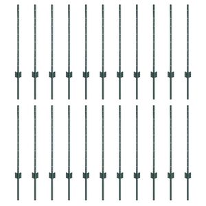 vidaXL Poste de cerca empotrado 22 uds. Verde 120 cm