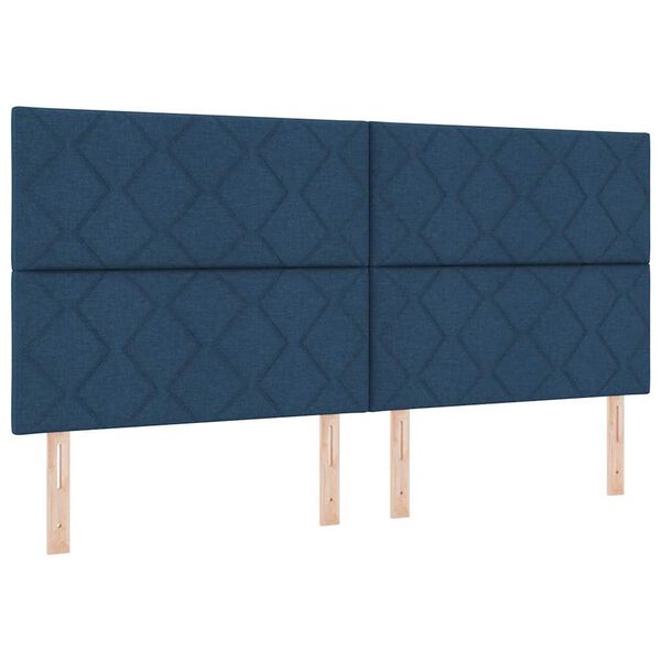 vidaXL Cama tipo Box Spring con colch&oacute;n Azul 200 x 200 cm tela