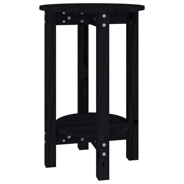 vidaXL Mesa de centro de madera maciza de pino negro Ø40x60 cm