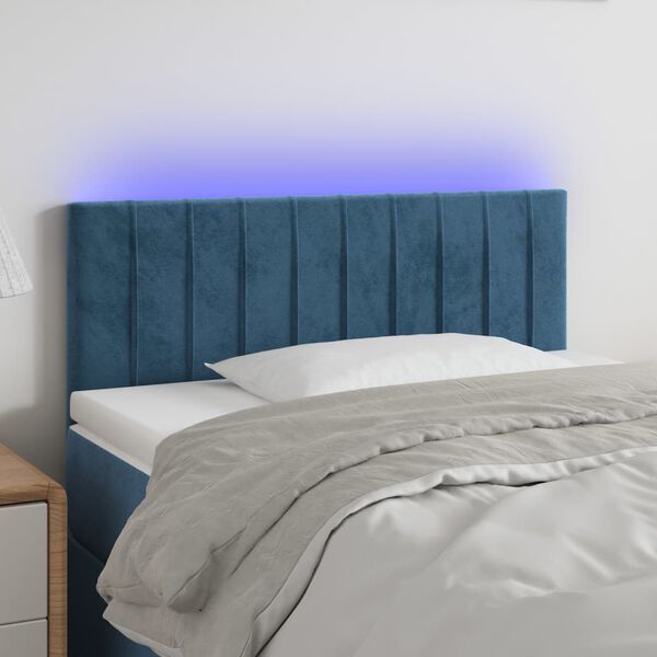 vidaXL Cabecero con LED de terciopelo azul oscuro 80x5x78/88 cm