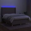 vidaXL Cama box spring colch&oacute;n y luces LED tela gris taupe 140x200 cm
