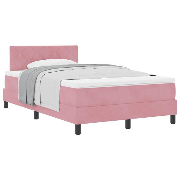 vidaXL Cama tipo Box Spring con colch&oacute;n Rosa 120 x 190 cm Terciopelo