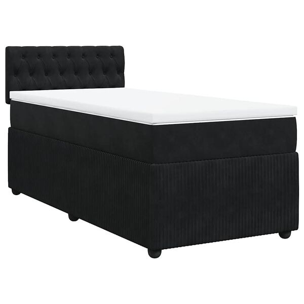 vidaXL Cama box spring con colch&oacute;n cuero sint&eacute;tico negro 90x190 cm