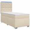 vidaXL Cama box spring con colch&oacute;n con cabecera Crema 80 x 200 cm Tela