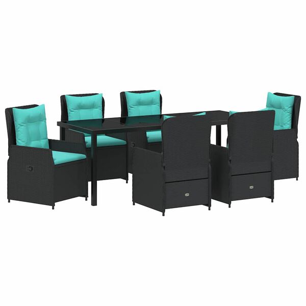 vidaXL Conjunto de Comedor de Jard&iacute;n 7 pcs Negro Polirat&aacute;n