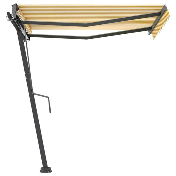 vidaXL Toldo de pie retr&aacute;ctil manual amarillo y blanco 300x250 cm