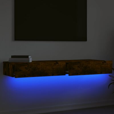 vidaXL Muebles de TV con luces LED 2 uds roble ahumado 60x35x15,5 cm