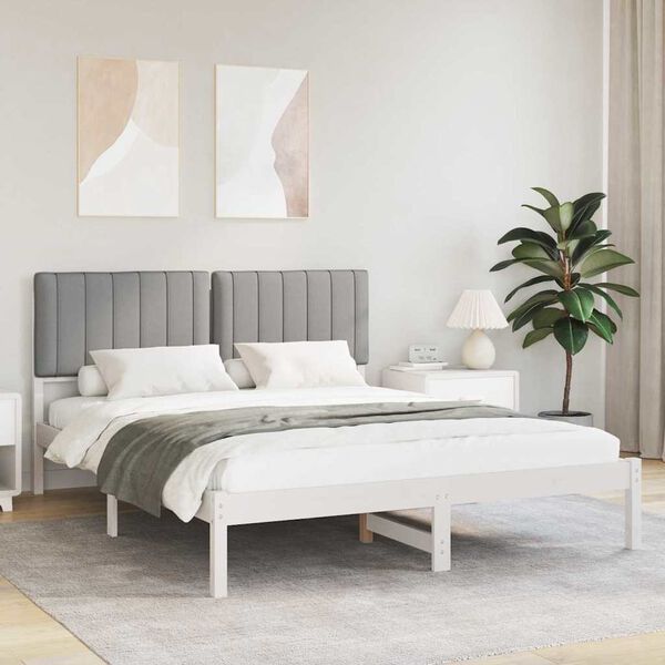 vidaXL Estructura de Cama con Cabecera Tapizada Gris Claro