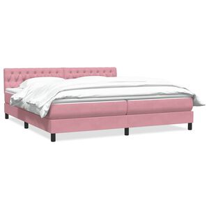 vidaXL Cama box spring con colch&oacute;n terciopelo rosa 180x210 cm